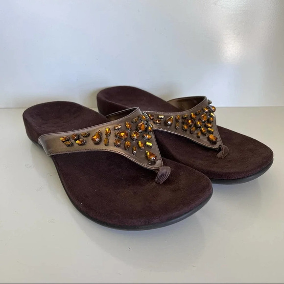 COPY - Vionic Pearl Jeweled Bronze Sandals - Picture 2 of 11